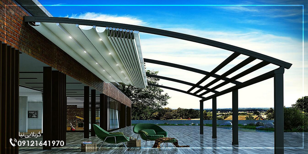 عکس سقف متحرک برقی ریموت دار و اتوماتیک پارچه ای