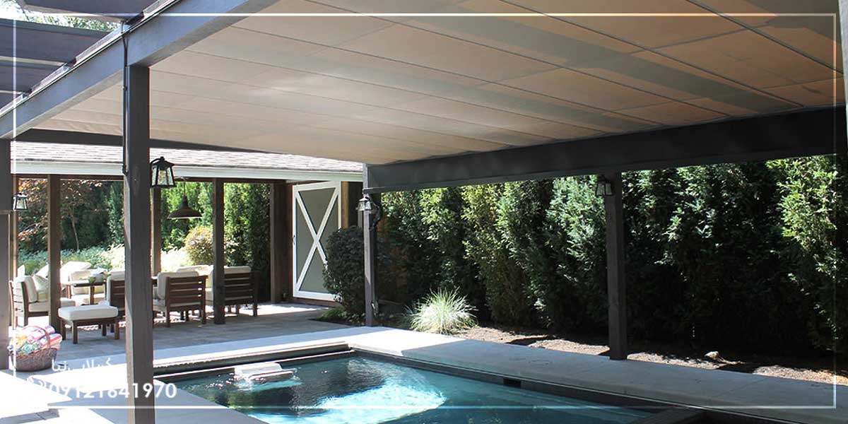 عکس سقف متحرک پارچه ای برای پوشش استخر