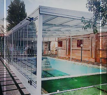 سقف ثابت استخری همراه با نصب شیشه های تاشو