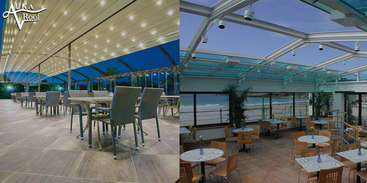 مقایسه سقف متحرک شیشه ای و پارچه ای